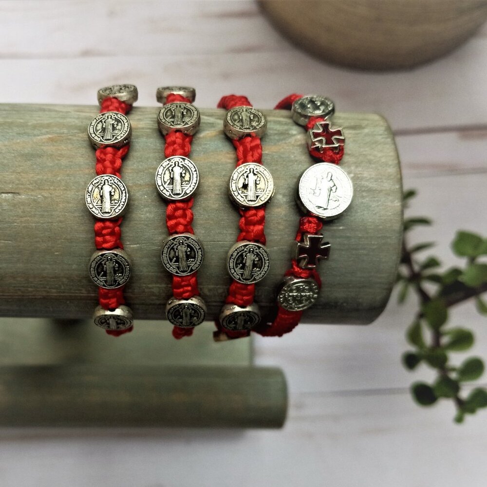 Saint Benedict Protection Charm Bracelet Red